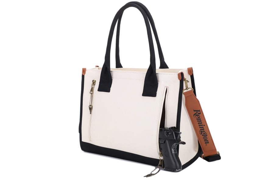 Remington Clothing Remington Huntsville Concealed Carry Canvas Lock and Key Book Tote, Black and Tan
